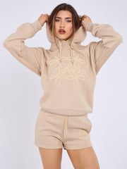 Kruzifix bestickter Sweatshirt & Shorts Fleece Coord