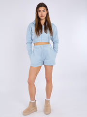 Cropped Zip Up Hoodie & Shorts Fleece Co-ord