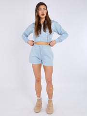 Cropped Zip Up Hoodie & Shorts Fleece Co-ord