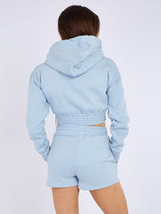 Cropped Zip Up Hoodie & Shorts Fleece Co-ord