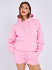 Kruzifix bestickter Sweatshirt & Shorts Fleece Coord