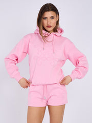 Kruzifix bestickter Sweatshirt & Shorts Fleece Coord