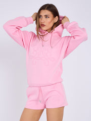 Kruzifix bestickter Sweatshirt & Shorts Fleece Coord