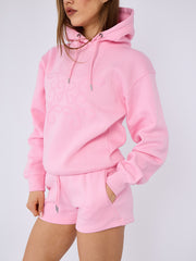 Kruzifix bestickter Sweatshirt & Shorts Fleece Coord