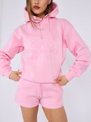 Kruzifix bestickter Sweatshirt & Shorts Fleece Coord