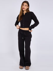Cropped Zip Up Sweatshirt & Wide Leg Trouser Tracksuit