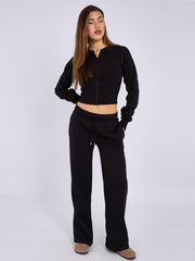 Cropped Zip Up Sweatshirt & Wide Leg Trouser Tracksuit