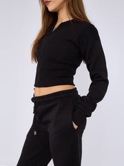 Cropped Zip Up Sweatshirt & Wide Leg Trouser Tracksuit