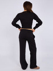 Cropped Zip Up Sweatshirt & Wide Leg Trouser Tracksuit
