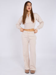 Cropped Zip Up Sweatshirt & Wide Leg Trouser Tracksuit