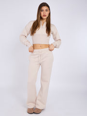 Cropped Zip Up Sweatshirt & Wide Leg Trouser Tracksuit