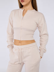 Cropped Zip Up Sweatshirt & Wide Leg Trouser Tracksuit