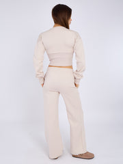 Cropped Zip Up Sweatshirt & Wide Leg Trouser Tracksuit