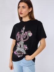 Camiseta impresa gráfica de Bonjour Paris