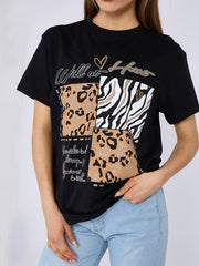 Wild im Herzen grafisch gedrucktes T-Shirt