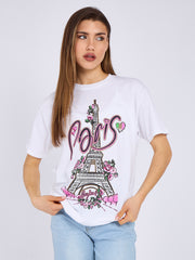 Camiseta impresa gráfica de Bonjour Paris