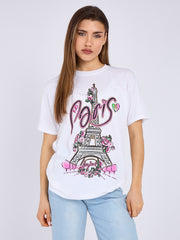Camiseta impresa gráfica de Bonjour Paris