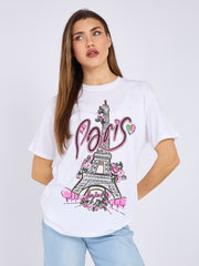 Camiseta impresa gráfica de Bonjour Paris