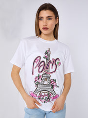 Camiseta impresa gráfica de Bonjour Paris