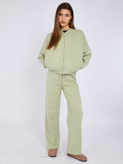 Oversized Bomber Style Fleece Zipper Co-ord