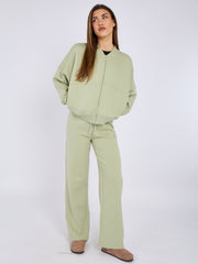 Oversized Bomber Style Fleece Zipper Co-ord