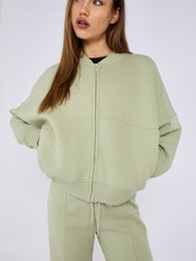 Oversized Bomber Style Fleece Zipper Co-ord