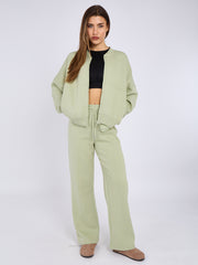 Oversized Bomber Style Fleece Zipper Co-ord