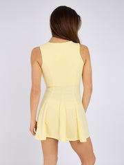 Pleated A-Line Tie Front flare Dress