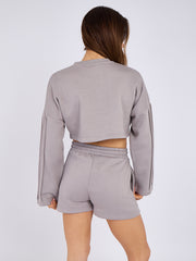 Seam Detail Oversized Crop Top & Shorts Fleece Co-ord