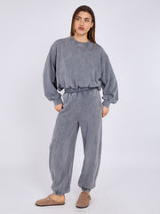 Acid Wash Sweatshirt & Jogger Bubble Hem Tracksuit