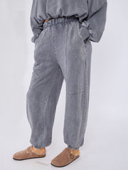 Acid Wash Sweatshirt & Jogger Bubble Hem Tracksuit