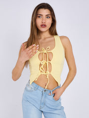 Tie Knot Waistcoat Style Crop Top