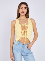 Tie Knot Waistcoat Style Crop Top