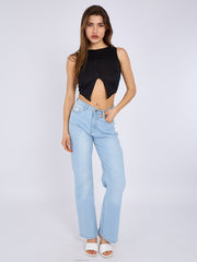 Straight Leg Denim Jeans