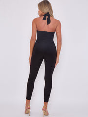 Spring Coil Cut Out Detail Halter Jumpsuit