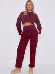 Seam Detail Oversized Crop Top & Joggers Fleece Co-ord
