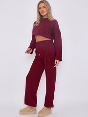 Seam Detail Oversized Crop Top & Joggers Fleece Co-ord