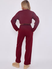 Seam Detail Oversized Crop Top & Joggers Fleece Co-ord