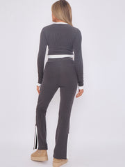 Contract Trim Ribbed Crop Top & Side Split Trouser Co-ord