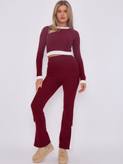 Contract Trim Ribbed Crop Top & Side Split Trouser Co-ord