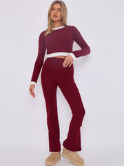 Contract Trim Ribbed Crop Top & Side Split Trouser Co-ord