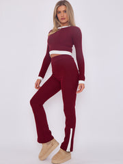 Contract Trim Ribbed Crop Top & Side Split Trouser Co-ord