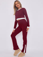 Contract Trim Ribbed Crop Top & Side Split Trouser Co-ord