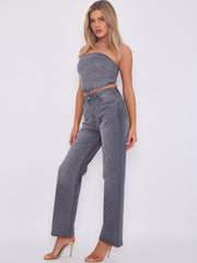 Diamante Studded Front Straight Leg Denim Jeans