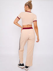Cherry Graphic Ribbed Crop Top & Wide Leg Trouser Co-ord
