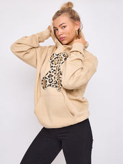 Leopard Print Teddy Graphic Hoodie