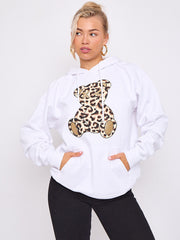 Leopard Print Teddy Graphic Hoodie