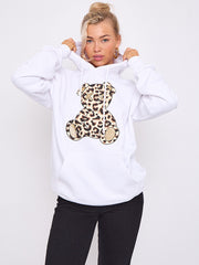 Leopard Print Teddy Graphic Hoodie