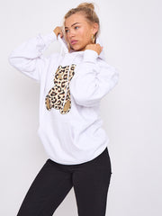 Leopard Print Teddy Graphic Hoodie