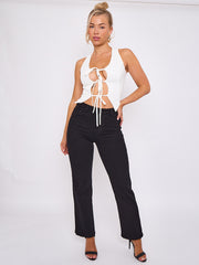 Tie Knot Waistcoat Style Crop Top